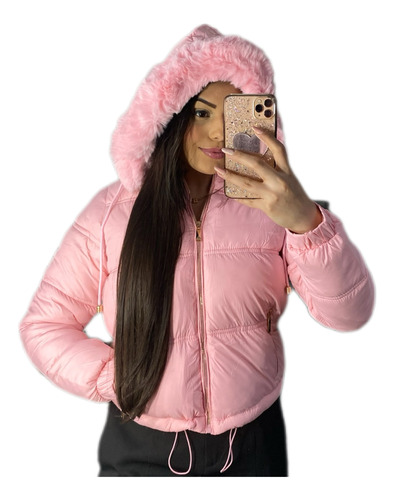 Jaqueta Feminina Ziper Impermeável Puffer Jaquetinha Frio