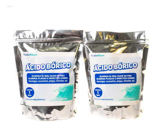 Ácido Bórico - 2 Kg (2 Bolsas De 1 Kg. C/u)