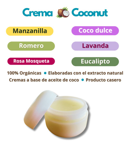 Crema Orgánica 50gr A Base De Aceite De Coco 