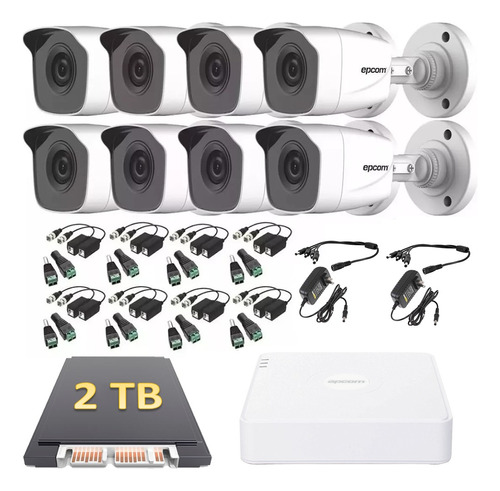 Kit Circuito Cerrado 8 Camaras Epcom  1080p 2tb Baluns 