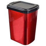 Lixeira Cesto Vermelho Brilho Inox 9l Com Tampa Clik