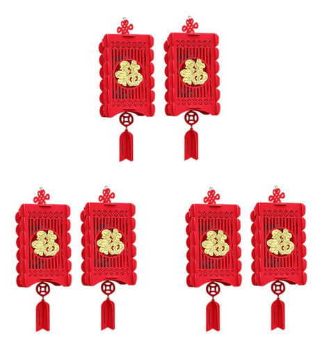 Faroles Chinos Rojos De 6 Piezas, Decoraciones Para El Año N
