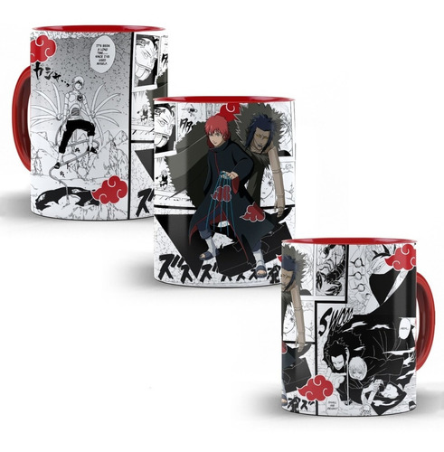 Caneca Akatsuki Sasori Naruto Interior E Alça Colorida