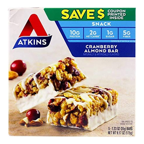 Atkins Cranberry Almond Bar 3 Cajas De 5 Bares (15 Bares Tot