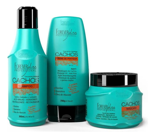 Kit Cachos Forever Liss Shampoo Mascara Creme Umidificador