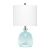 Lámpara De Mesa (cristal, Texturizado), Color Azul Y Blanco