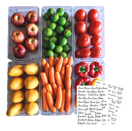6 Bandejas Cajas Para Refrigerador Organizadoras Latas Fruta