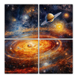 60x60cm Cuadros Enigmáticos Galaxia Y Sistema Solar Flores