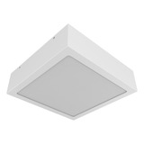 Plafon 20 Cm De Sobrepor Aço E Vidro Quadrado Sala Cozinha 20x20 Cm Quadrado 2x E27 Luminária Cor Branco 110v 220v (bivolt)