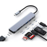 Hub Tipo C 7 En 1 Hdmi 4k Usb 3.0 Lector De Tarjetas Y Carga