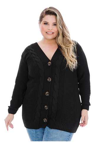 Blusa Casaco De Frio Botão Tricot Plus Size Inverno Básico.