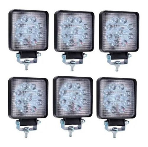 6 Faros Led Cuadrados 27w Auto Moto 4x4 Utv Cuatri