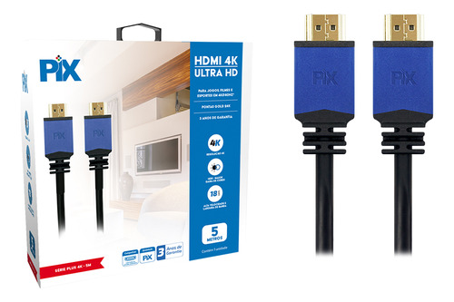 Cabo Hdmi 2.0 4k Hdr 19p 30awg 5 Metros Com Filtro 018-0525