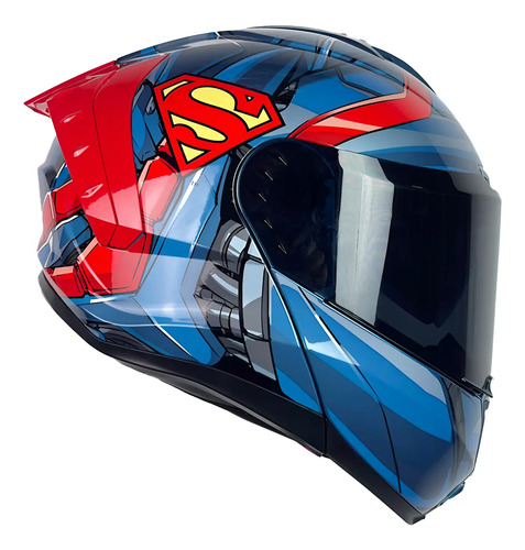 Casco Abatible Moto Kov Snow Superman 2.0 Azul Certifica Dot | Meses sin interés
