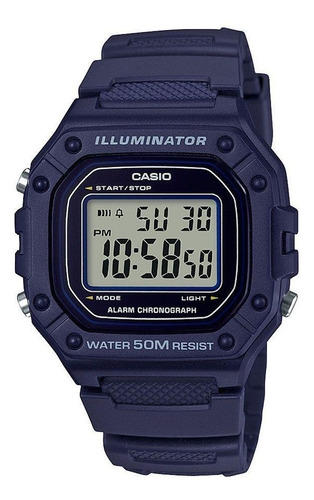 Relógio Casio Masculino Digital Azul Standard W-218h-2avdf