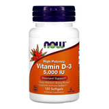 Suplemento Em Cápsula Now  Bone & Immune Health Vitamin D3 5000 Iu Vitaminas Vitamin D3 5000 Iu Sabor  Neutro Em Pote 120 Un