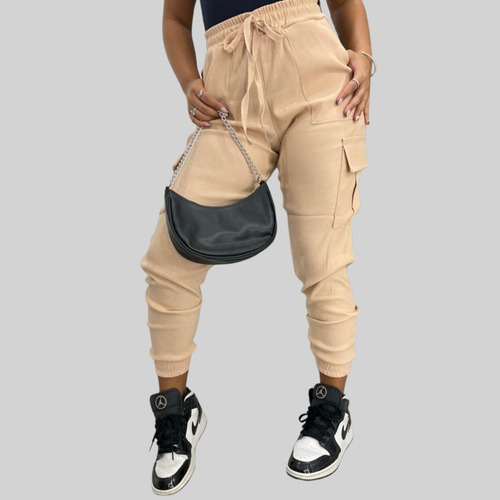 Calça Feminina Bomber Cargo Militar Jogger