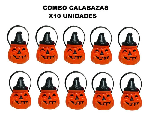 Combo Calabazas Halloween Carameleras Para Golosinas X 10 Un