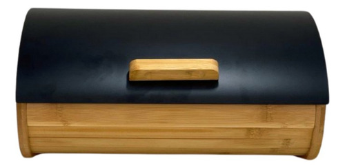 Panera Grande De Madera Bamboo Pan Contenedor Tapa Negra