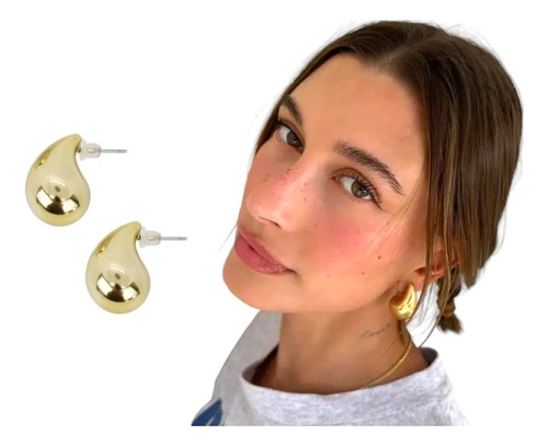 Aros Argollas Gruesas Gotas Hailey Bieber Plateadas Y Gold 