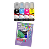 Papel Adhesivo Glossy 135gm/50hj+4 Tintas Para Epson Et15000