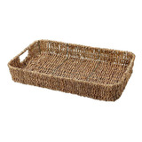 Bandeja Retangular Em Rattan Natural 25x40cm Mimo Style