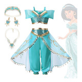 Disfraz Princesa Jazmin Para Niñas Joyas Incluidas - Tiara - Aros Y Collar - Disfraz Jasmin
