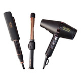 Kit Hot Tools Premium Rose Gold Secadora + Plancha + Ferro  