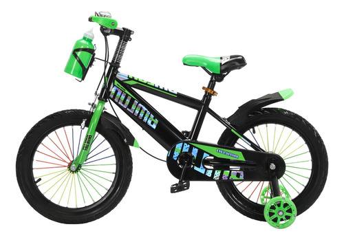 Bicicleta Entrenadora De Niños Aeiou Qk-15 Portabotella R16 Color Verde Tamaño Del Cuadro 16