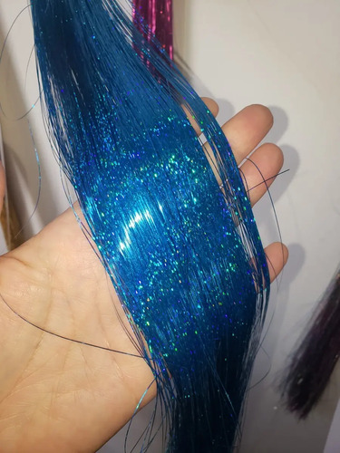 40 Cabellos Glitter Multicolores De 120cm Cada Cabello