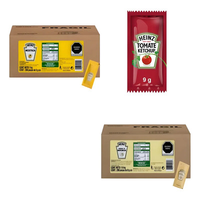 Pack Catsup Mostaza Mayonesa Heinz De 200sobres C\u002Fu (600sob) | Envío gratis