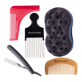 Kit Pentes Afro Navalhete Barbearia Marco Boni