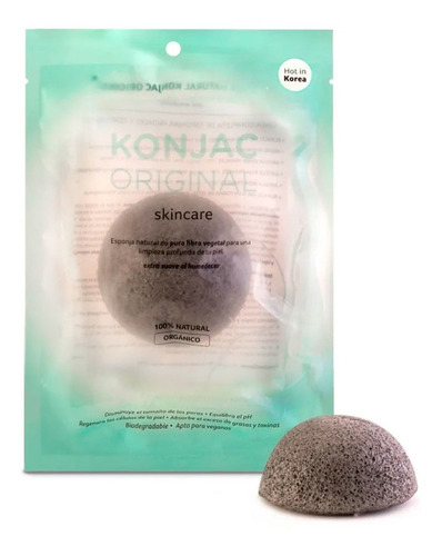 Konjac Esponja Facial Negra Con Cenizas De Bambu Natural