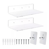 2 Pack Soporte Acrílico Tansparente En Pared 30 × 15cm