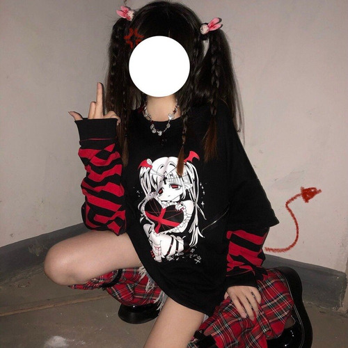 Sudaderas De Estilo Emo Para Mujer, Estilo Gótico, Anime, Pu