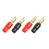 4x2 Pares 4 Awg Car Audio Wire Fork Terminal Conector Latón