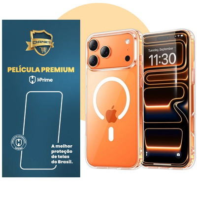 Kit Capa Capinha Magnética Para iPhone 17 Pro Max Case Transparente Com Película De Proteção Nanoshield Danet | Parcelamento sem juros