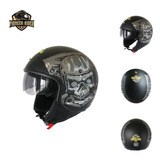 Casco Jet Negro Mate Con Diseño Craneo Certificado Dot Y Ece