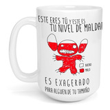 Taza Cerámica Gigante 425 Ml Stitch Nivel De Maldad