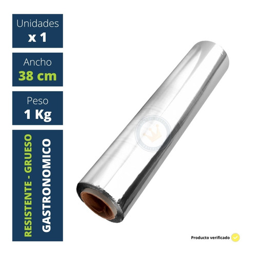 Rollo Papel Aluminio Profesional Gastronomía 38 Cm X 1 Kg