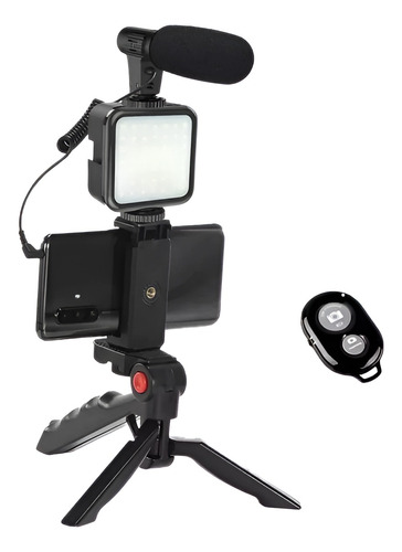 Kit Vlogger Móvil Con Soporte Estabiliz, Luz Led Y Microfono