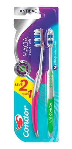 Escova Dental Condor Antibac Macia Leve 2 Pague 1