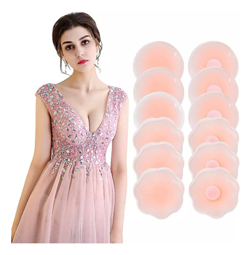 12pcs Pezoneras Bra Levanta Push Up Cubre Pezon De Silicon 1