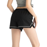 Short De Yoga Deportivos De Lycra De Doble Capa Con Bolsillo