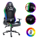 Cadeira Gamer Executiva Black Reclinável Rgb Couro Sintético