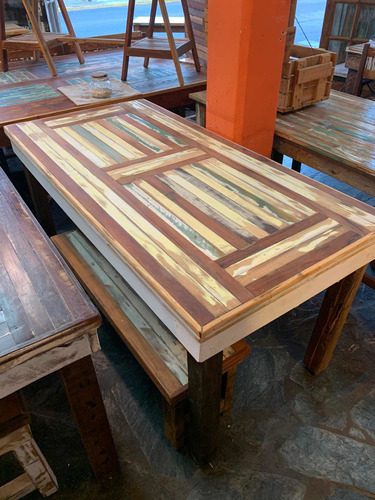 Mesa Comedor Madera Maciza Reciclada Vintage Rústica Pinote