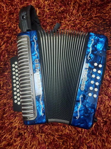 Acordeon Hohner Corona Iii 5 Letras Dbl Azul