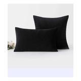 2 Cojines Decorativos Negros Velvet Con Cierre Invisible 