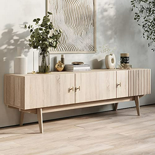 Mueble Tv Skog Chelsea En Estilo Escandinavo, 65  Beige