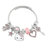 Pulsera Plata Para Hello Kitty Dije Ajustable Joyeria Mujer